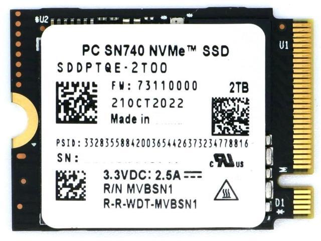 New WD PC SN740 1TB or 2TB M.2 2230 SSD NVMe PCIe 4x4 For Microsoft Surface Steam Deck
