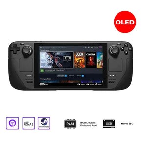 Valve Steam Deck OLED 2TB Upgraded Handheld Gaming Console 16GB RAM, 7.4" inch, 90Hz, 1280 x 800, SteamOS 3, Silicone Cover Tempered Glass Film Bundle